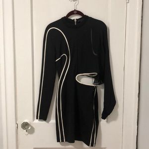 Alexander Wang Black White Stripe Body Con Dress